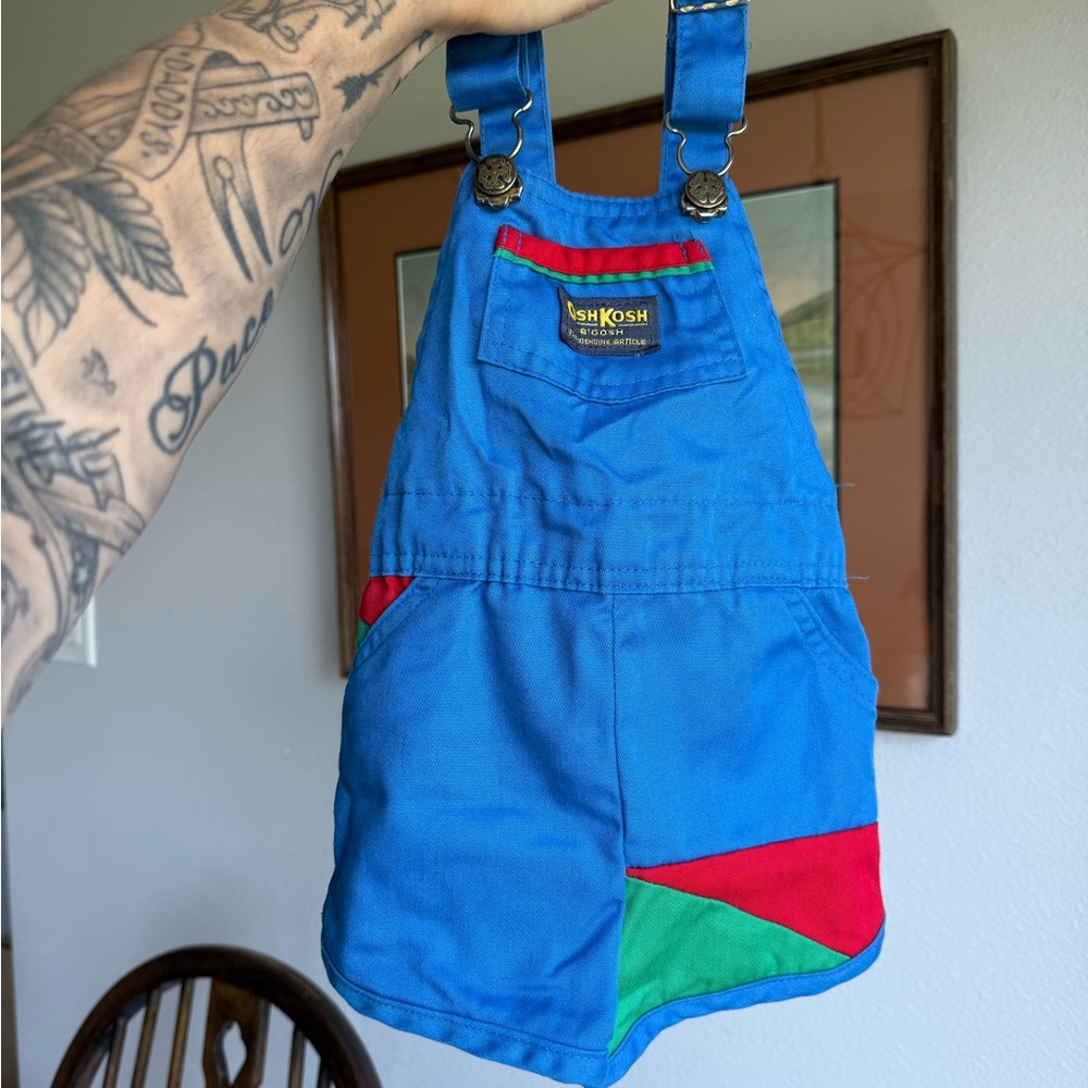 Vintage OshKosh B'gosh Blue colorblock Kids Overalls